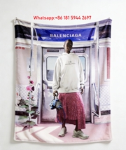 Balenciaga Fashion Print Flannel Fleece Throw Blanket Sofa Cover BA340